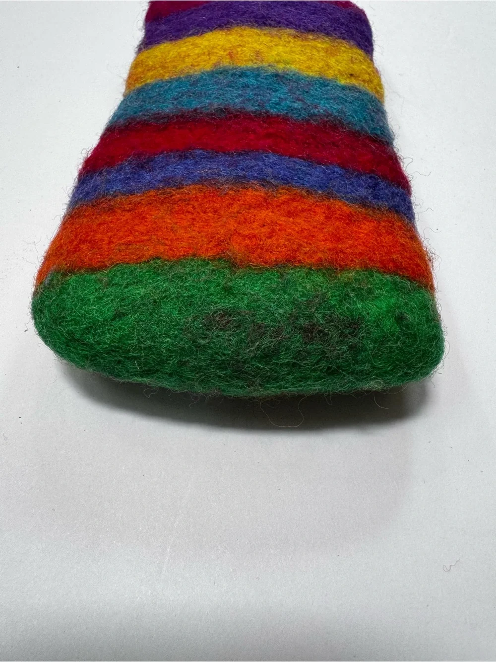 Handmade Glass Case Phone Pen Protector Wool Colorful Striped Rainbow Storage
